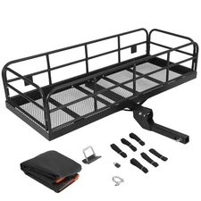 Hitch Mount Folding Cargo Basket Steel Rack Luggage Holder W/Rust-Resistant Bag