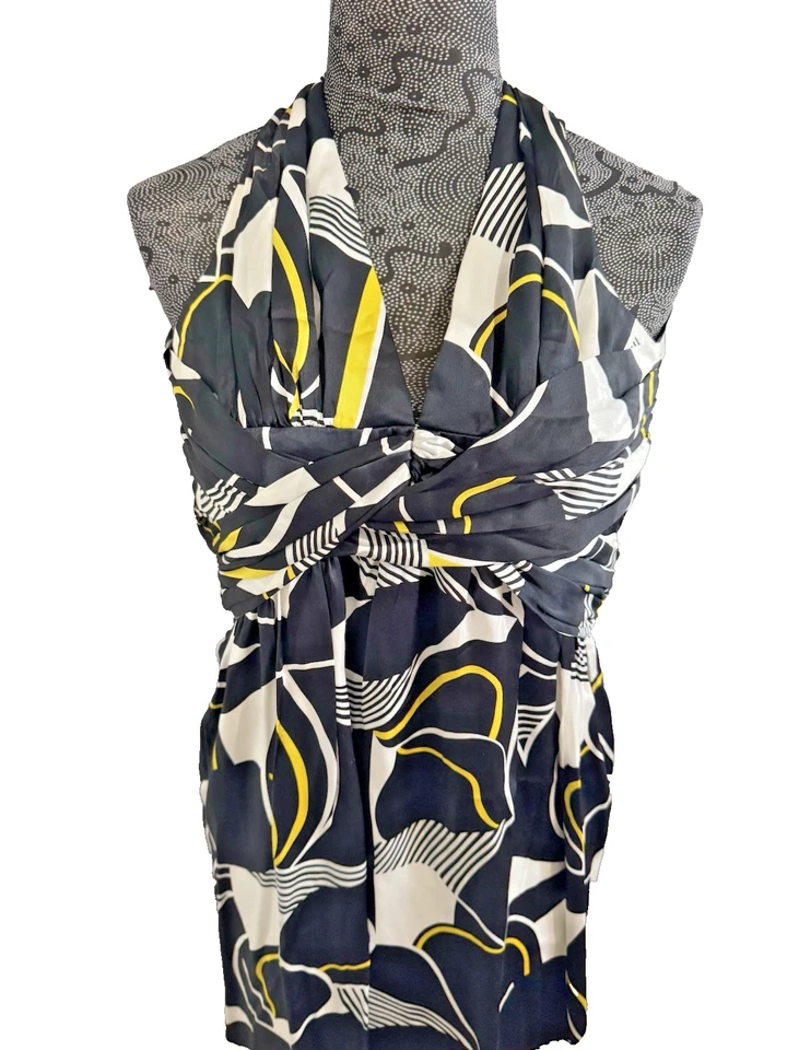 Vestido/vestido novo com etiquetas ABS by Allen Schwartz coleção cetim halter multicolorido tamanho 0 - Imagem 2 de 4