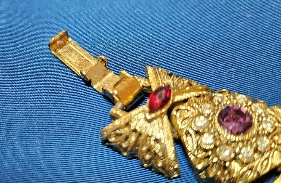 Unsigned Multi-Colored-Stone Link Gold Tone Brace… - image 4