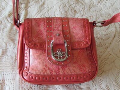 New Madi Claire M.C. Mark Chantal Snake Skin Embossed Leather Purse Shoulder Bag