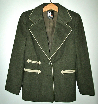 Vgt Lutz Teutloff  Loden Green Wool Bavarian Blazer Jacket Women Small Germany