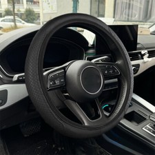 Black Car Leather Steering Wheel Cover Grip Car Accessories For 1537-38cm