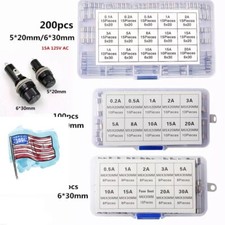 72/100/200x Assorted Glass Fuses 5x20mm 6x30mm Box Fuse Quick Fast Acting Tube