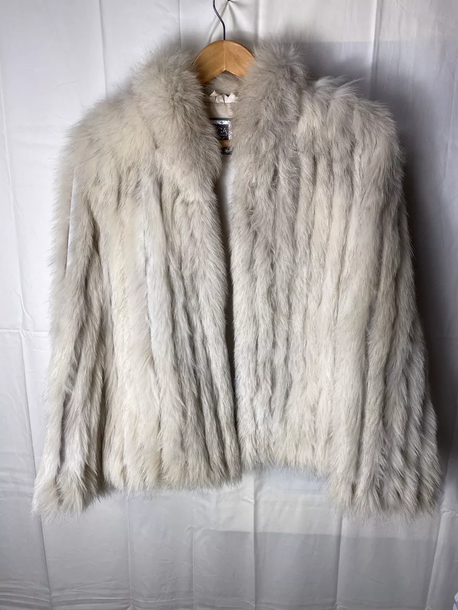 Saga Fox Fur Superb Quality Ranched Fox Quarter Length Coat Evening Coat S/M