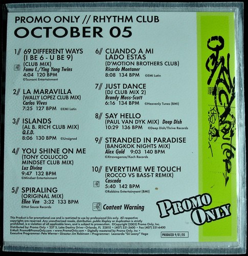 PROMO ONLY "RHYTHM CLUB OCTOBER 2005" DJ PROMO CD COMPILATION 10 TRACKS *NEW* - Picture 2 of 3