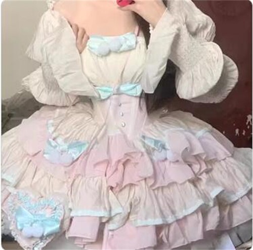 Review For Japanese Cute Sling Ruffled Dress YV40394