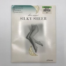 JCPenny Silky Sheer Caress Pantyhose Size Average Color Bone Vintage