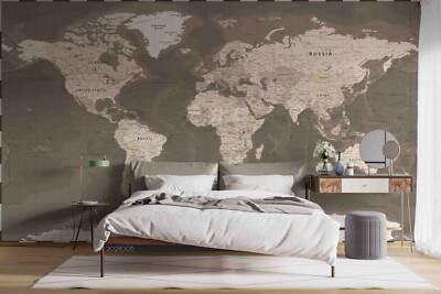 3D Grey World Map Wall Murals Wallpaper Murals Wall Sticker 53