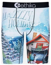 ETHIKA Mens Staple Boxer Brief HAZZY HOLIDAY Large NWT