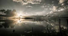 Landscape nature photography lake calm waters sunset Custom Gaming Mat Desk