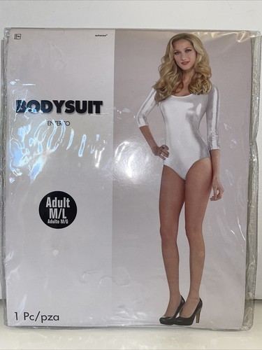 Adult Bodysuit Iridescent Halloween Costume White Size M/L One Piece - Picture 2 of 5