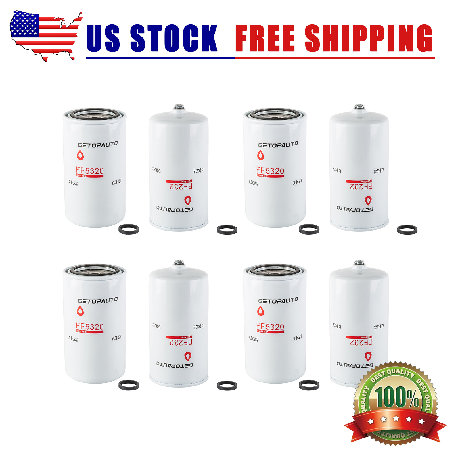 4 Sets FF232 FF5320 Fuel Filter Replacement Kit For Cummins Duramax