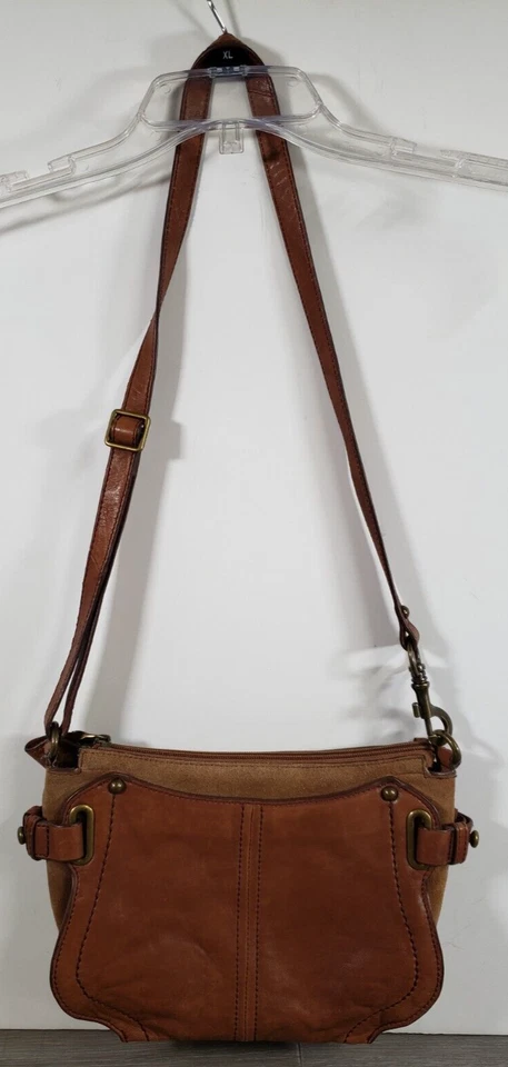 Bolso Bandolera Mujer Perlina New York Marrón Cuero y Gamuza Foto 3 de 4