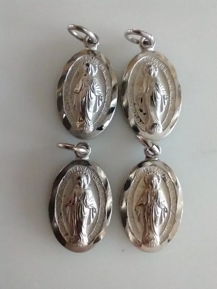 Catholic Vintage Sterling Silver Lot Miraculous Medal Mary Religious Medals