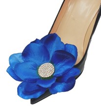 Blue Color Flower Clips for Shoes 2 pcs , Shoe Clips, Shoe Accessories