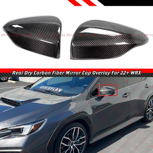 FOR 2022-2025 SUBARU WRX VB FULL DRY CARBON FIBER SIDE MIRROR COVER CAPS OVERLAY