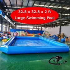 Outdoor PVC Inflatable Pool 32.8x32.8x2 ft Large Swimming Pool with 110V Blower
