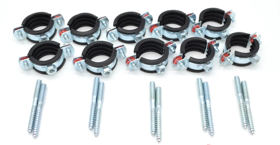 Rohrschellen Muffenschelle Schelle mit Stockschraube im Paket 10 Stück 15-114mm
