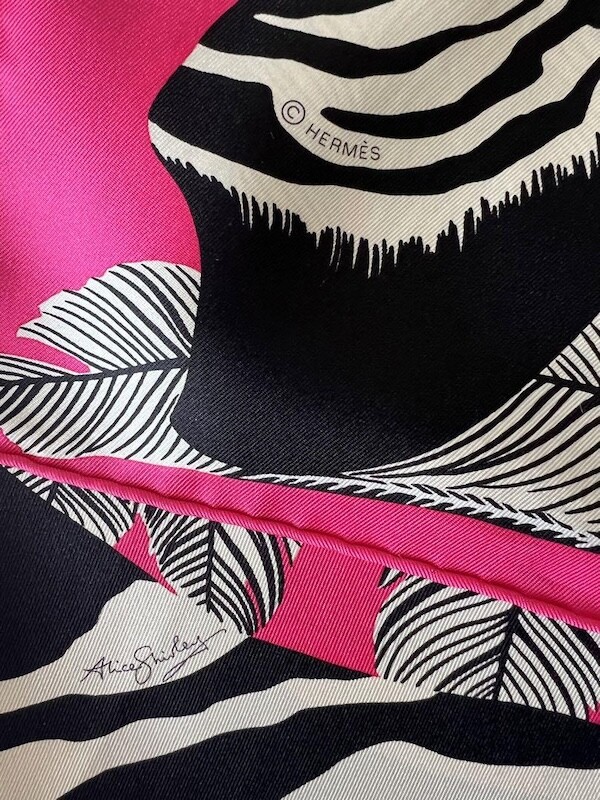 Hermes Scarf Zebra Pegasus Bright Pink Stole Alice Shirley Animal
