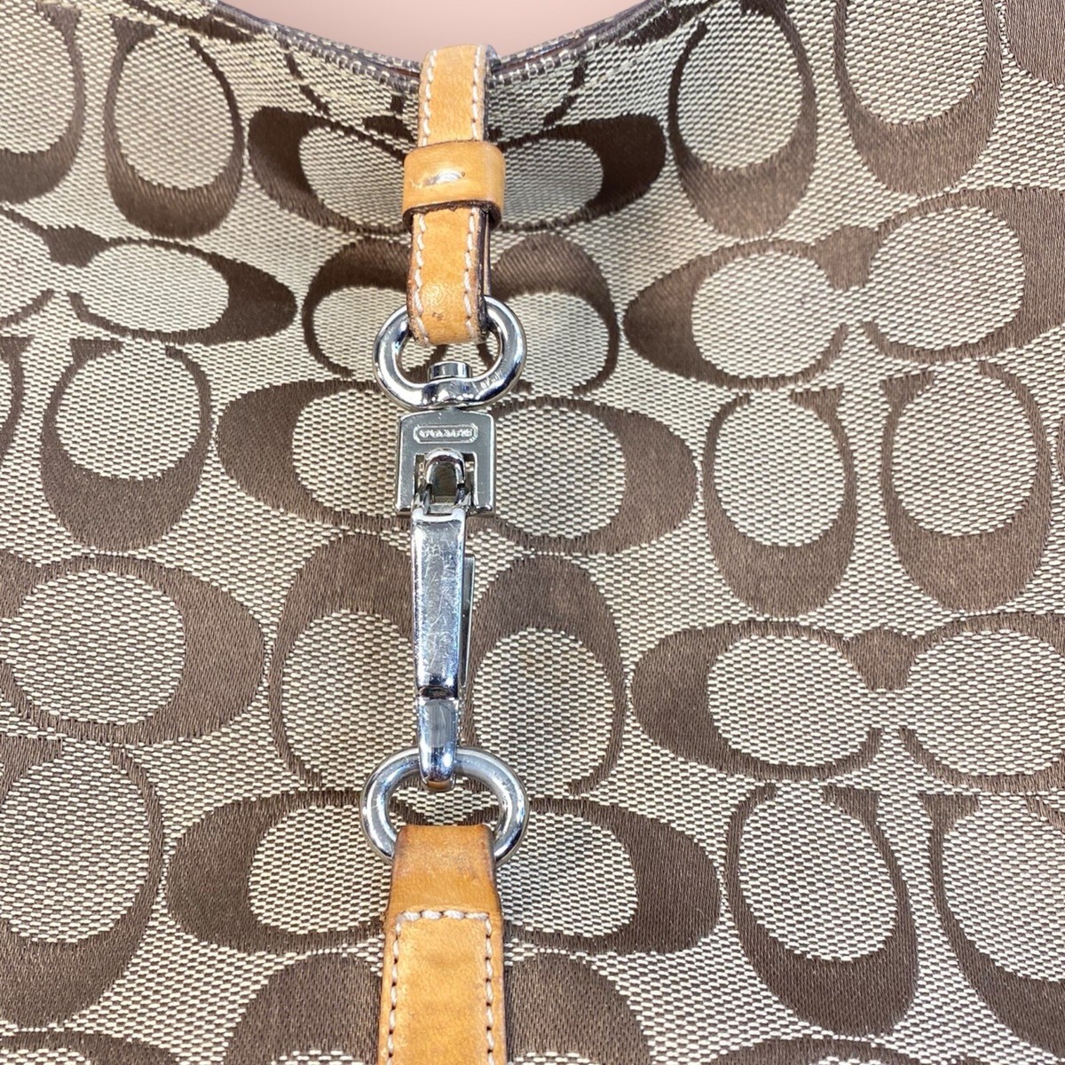 COACH 6091 シグネチャーハンプトン ショルダーバッグ ブラック VTG Y2K Coach 6091 Hampton Black Signature Canvas Leather