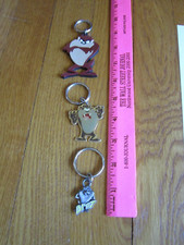 Vtg Taz Looney Tunes Tasmanian Devil Warner Bros Keychain Key Ring LOT FREE SHIP