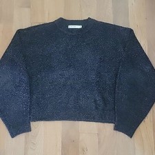 Moussy Metallic Black Sparkley Oversized Sweater Size F