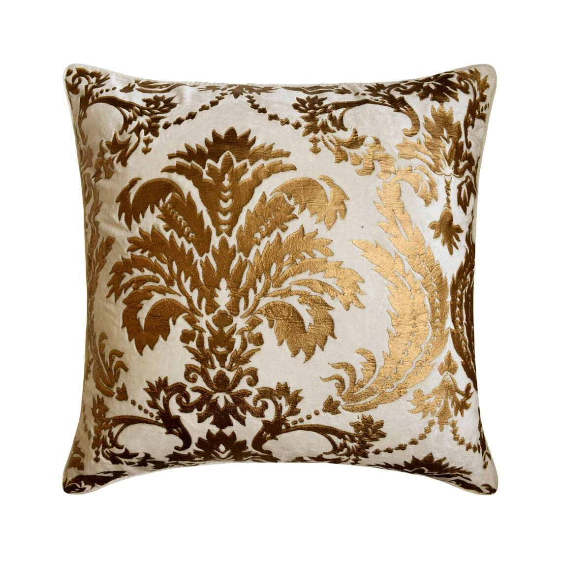 Decorative Throw Pillow Case White 16"x16", Sofa Decor Velvet - Gold Festive