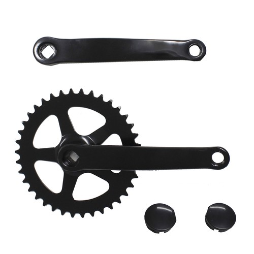 Black Ebike Bicycles Crank Single-Speed Road Bicycle MTB Crankset 170mmmm 38T - Afbeelding 1 van 6