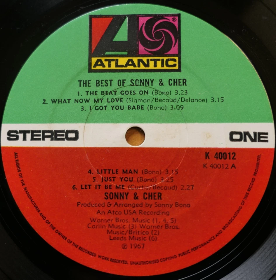 The Best Of Sonny & Cher 1967 Atlantic Vinyl Compilation K 40012 - Image 2 of 4