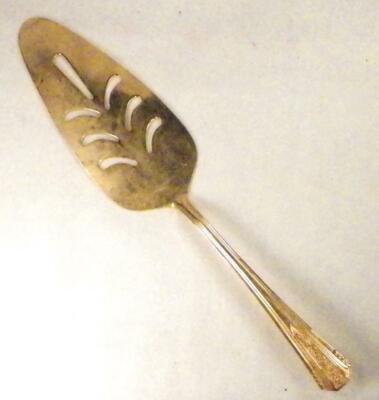 Gemco Cake Pie Server Gold Plated Stainless Flowers Japan Mid Century