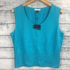 NWT St John Sport Blue Knit Tank Top Large