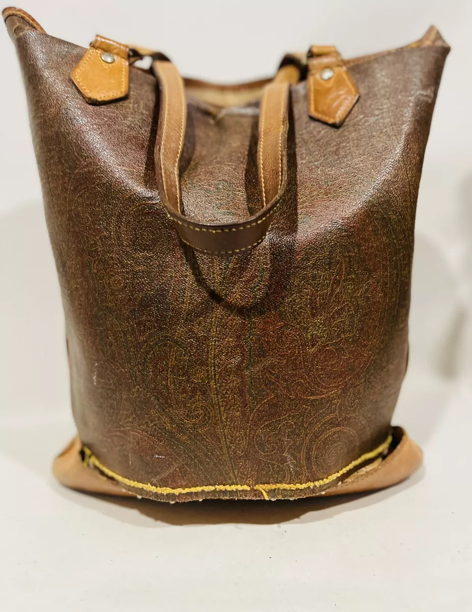 Vintage ETRO Canvas Leather Paisley Tote Handbag Made in Italy | eBay