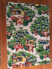 Vintage 1980's Smurfs Top Flat Twin Bed Sheet 92 x80