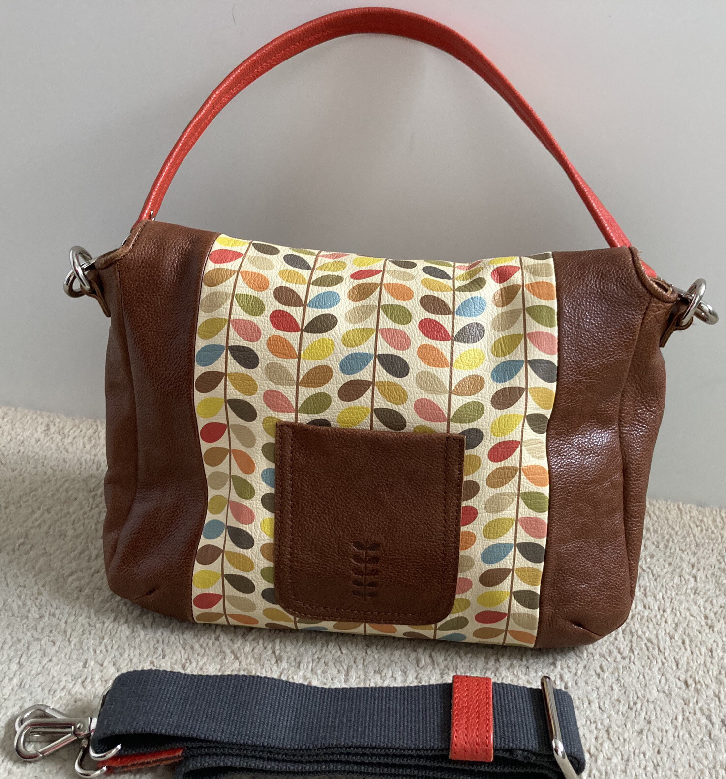 ORLA KIELY VINTAGE SMALL STEM PRINT ROSEMARY LEATHER BAGEXCELLENT