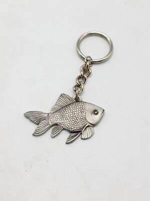 1983 I Love Goldfish Rawcliffe Pewter Keychain Key Ring P. Davis