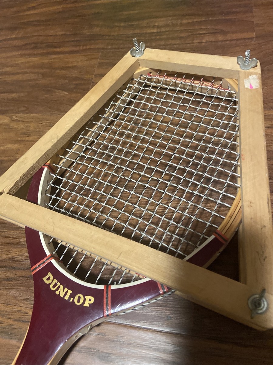Raquette De Tennis Vintage Dunlop Volley Wood Années 70 - Taille Grip 4 1/2 - Avec Presse - Occasion