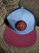 LL Bean Mesh Hat Mountain Patch Snapback Adjustable Trucker Hat Blue Red Clean