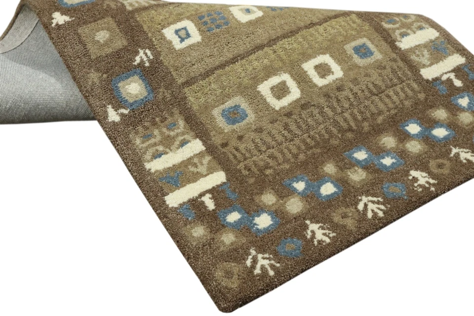 Gabbeh Teppich 100% Wolle 70X140 cm Pistazie farbe Handgetuftet T1008 - Bild 4 von 4