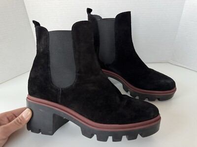 Antonio De Faria Suede Leather Chelsea Boots Shoes Platform Lug Sole Black Chunk