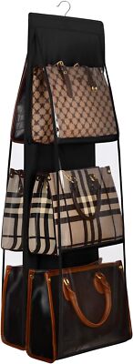 Lirex Medium and Large Handbag Hanging Purse Organizer for Closet, Black 