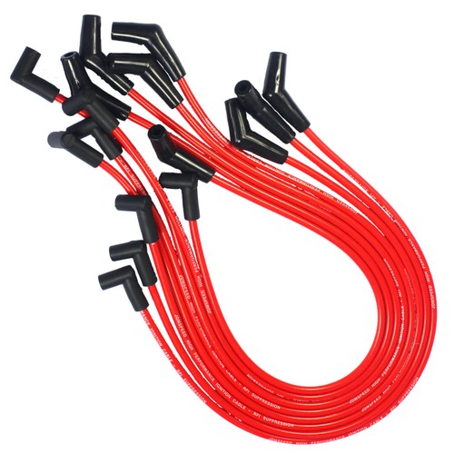 HEI RED Spiral Core SPARK PLUG WIRES 45 DEGREE END For BBC CHEVY 396-427-454-502 - Picture 4 of 6