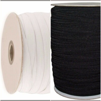 HOCHWERTIG 1/2 ZOLL/12 MM ELASTISCH 100 M BREIT ERHÄLTLICH IN SCHWARZ & WEISS