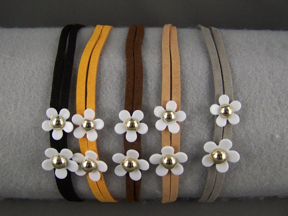 Lt Marrón Imitación Gamuza Flor Delgada Diadema Banda para el Cabello 7/16" Ancho Elástico Foto 4 de 4