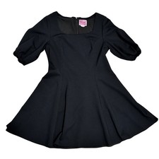 Kate Spade Ponte Puff Sleeve Square Neck Fit Flare Dress XL Black Flawless Lined