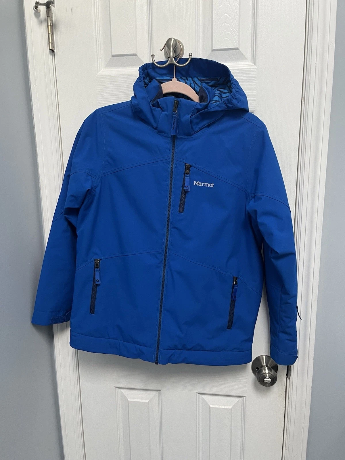 MARMOT Jacket Youth XL Blue Hooded Ski Snowboard Outdoor Full Zip