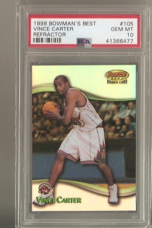 1998-99 Bowman's Best VINCE CARTER Refractor Rookie RC /400 #105 PSA 10 GEM MINT