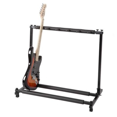 Triple Folding Multiple Guitar Holder Rack Stand Black Hold Up To 5 Guitars