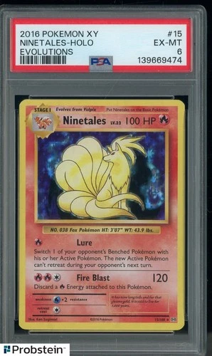 2016 Pokemon XY Evolutions #15 Ninetales - Holo PSA 6 EX-MT
