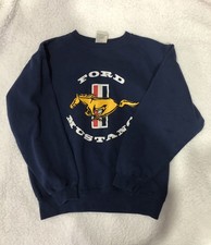 Vintage Ford Mustang Big Horse Car Logo Navy Crewneck Sweatshirt USA Men s Med