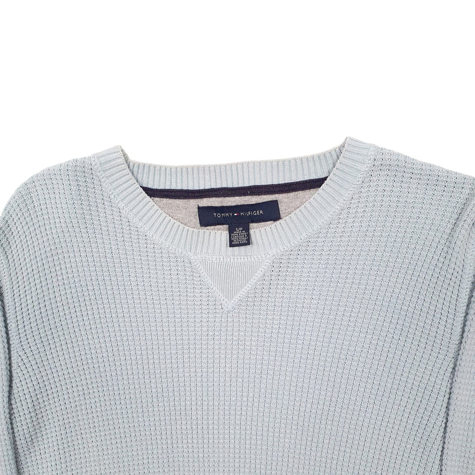 TOMMY HILFIGER Crewneck Chunky Knit Waffle Jumper Sweatshirt Mens S image 2